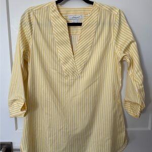 Foxcroft Yellow and White Striped Blouse